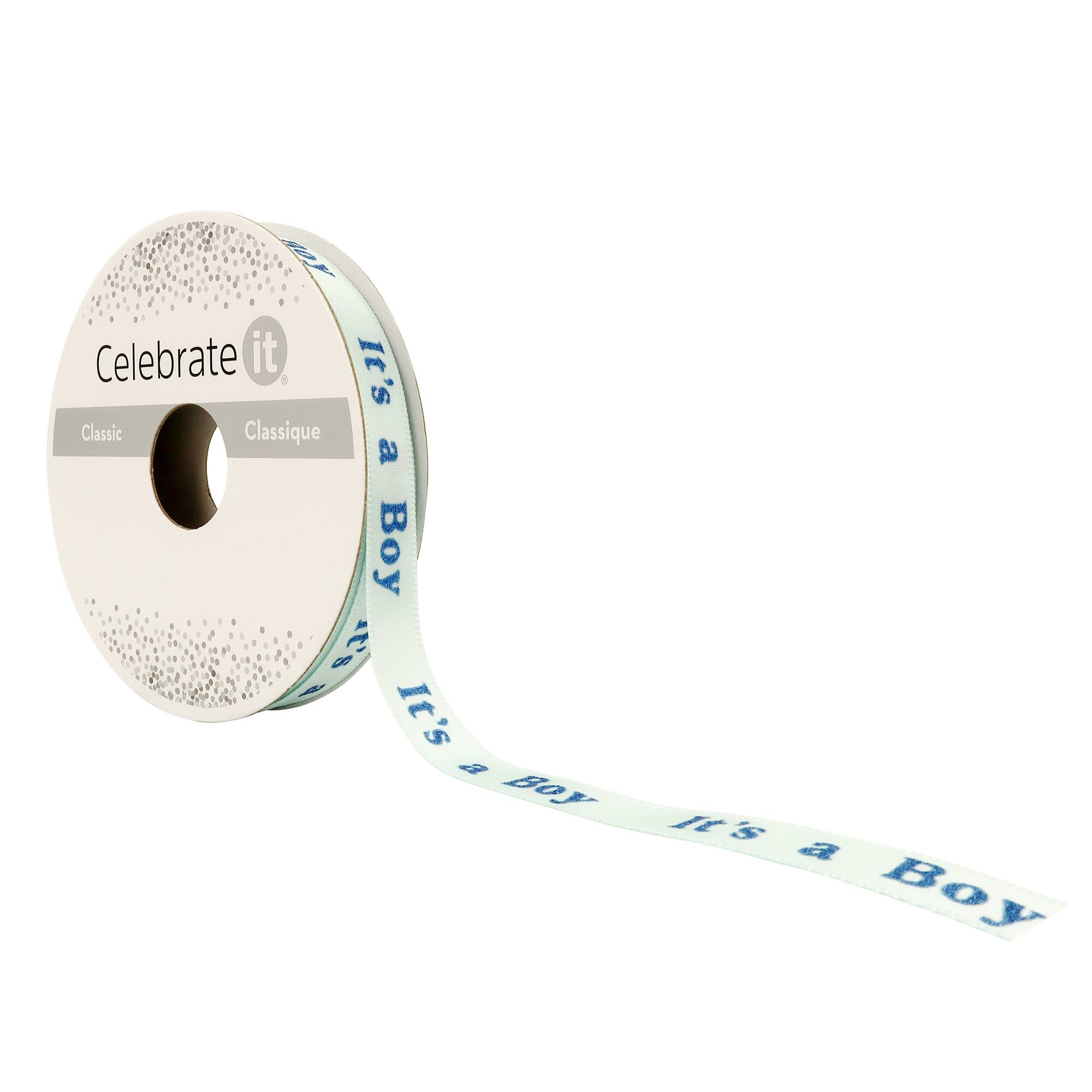 3/8" x 7yd. Satin It's a Boy Ribbon by Celebrate It®